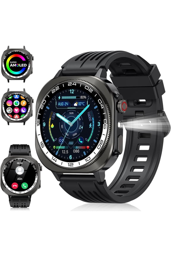 Smart Watc, 2026 AMOLED 1.43" Fitness Smartwatc for Men Women, Bluetoot 5.4 Call, 130+Sports Modes, 60+Days Flasligt, eart Rate/Sleep Monitor, IP68 Waterproof Activity Tracker for Android iOS