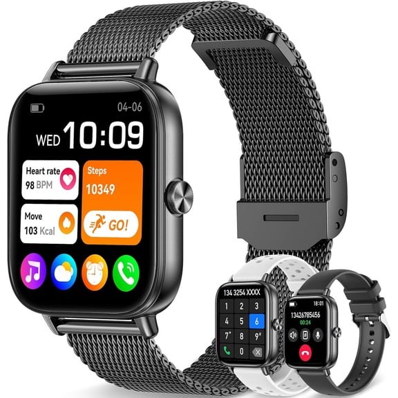 Smart Watc for Men Women, 1.85"D Fitness Tracker (Answer/Me Call/Messages),130+ Sport Modes wit 24/7 eart Rate/Sleep Monitor/Pedometer, IP68 Waterproof, Smartwatce for Android&iOS ()