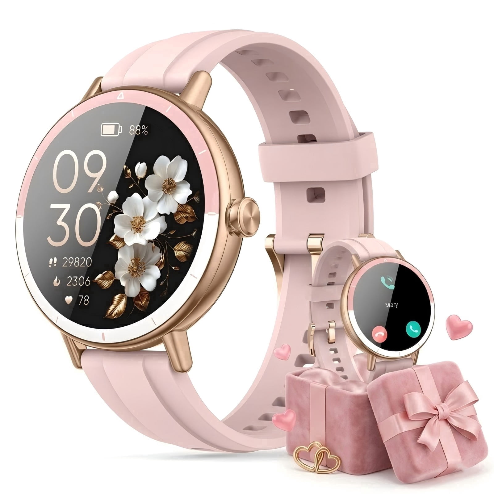 2026 Cillso Smart Watch Fits for Android and iPhone, 1.27" Vibrant HD Display Smartwatch for Women with Bluetooth Call, IP68 Waterproof Fitness Activity Tracker, Ideal Gift, Rose Gold Pink