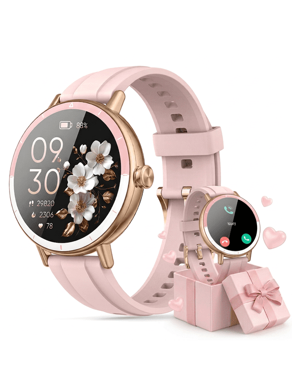 Smart Watches for Women, 1.27" HD Touchscreen Fitness Tracker with Bluetooth Calls, 100+ Sport Modes Ladies Smart Watch, IP68 Waterproof Smartwatch Compatible IOS/Android