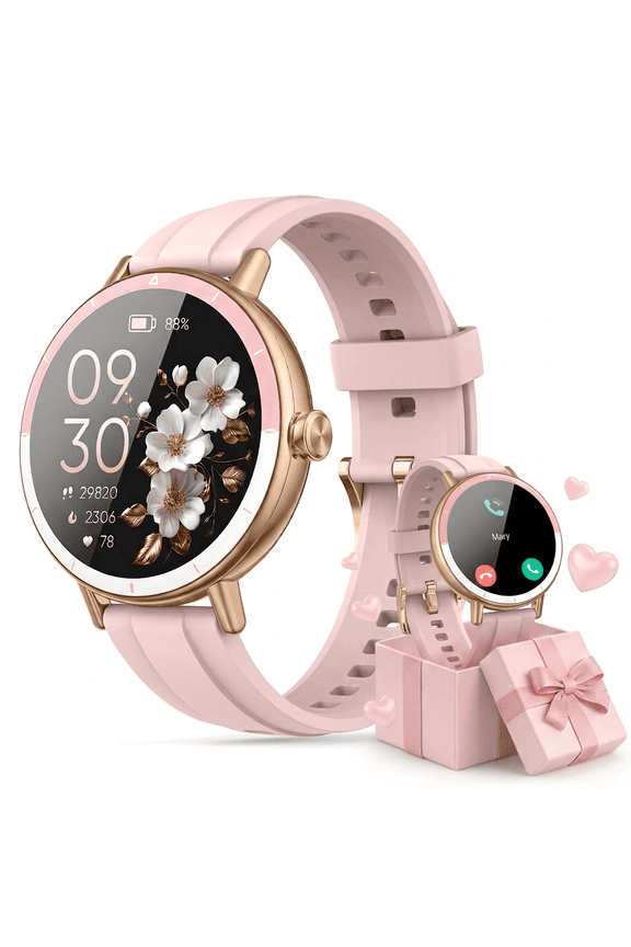 Smart Watches for Women, 1.27" HD Touchscreen Fitness Tracker with Bluetooth Calls, 100+ Sport Modes Ladies Smart Watch, IP68 Waterproof Smartwatch Compatible IOS/Android