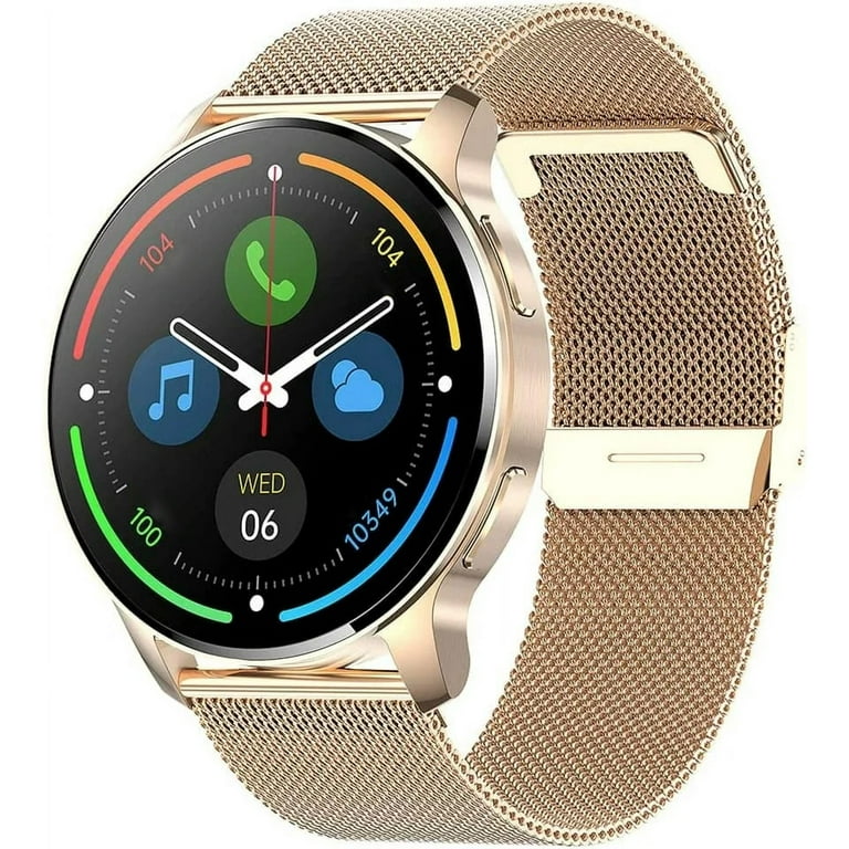 Smart Watch 1.33 Inch HD Touch Screen Pedometer Smart Watch Fitness Watch  Men Women for Android iPhone (Gold) 