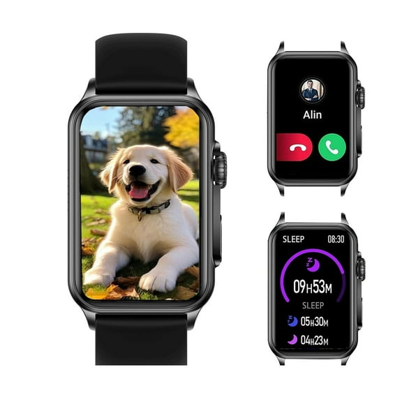 Smart Watch 1.57" HD Smart Fitness Tracker with Sleep Monitoring/Step Counter/Answer/Make Calls/120 Sport Modes, IP68 Waterproof Watch for Women Men, Compatible Android and iPhone (Black)