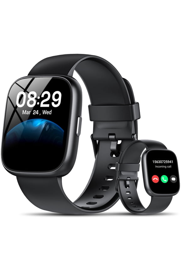 Smart Watch Fits for Android and IPhone, Smartwatch for Women Men with Alexa Built-in, 1.83" HD Touchscreen Fitness Tracker 120 Plus Sports Mode, Smart Watch with Bluetooth Call, IP68, for Gift Black