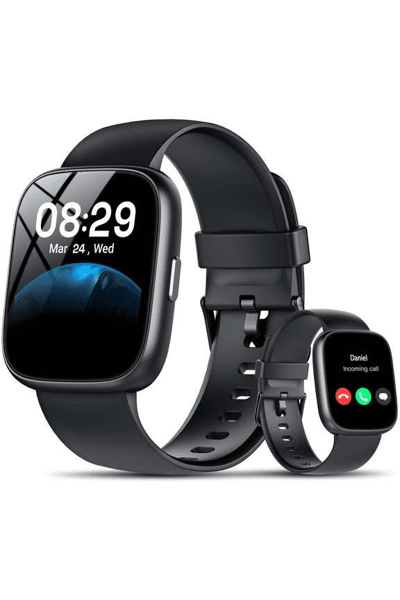 Smart Watch Fits for Android and IPhone, Smartwatch for Women Men with Alexa Built-in, 1.83" HD Touchscreen Fitness Tracker 120 Plus Sports Mode, Smart Watch with Bluetooth Call, IP68, for Gift Black