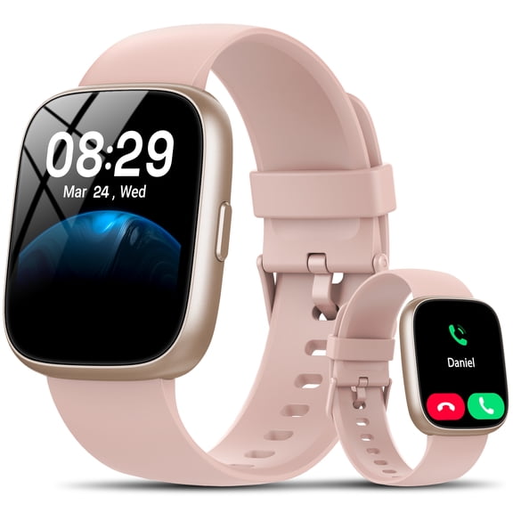 Smart Watch Fits for Android and IPhone, Smartwatch for Women Men with Alexa Built-in, 1.83" HD Touchscreen Fitness Tracker 120 plus Sports Mode, Smart Watch with Bluetooth Call, IP68, for Gift Pink