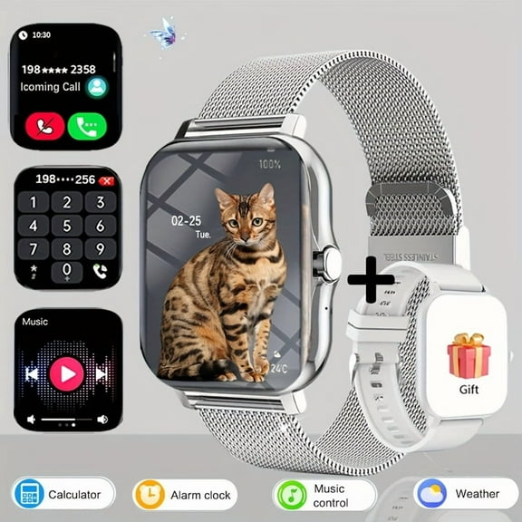 [Smart Watch] 1.83-inch Full Touch Smart Screen Watch | Caller ID, USB Rechargeable, Outdoor Fitness Tracker, Step Exercise Record, Multiple APP Message Reminders - Compatible With iPhone And Android