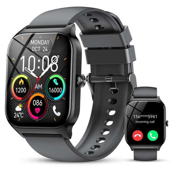 Smart Watch - 1.85" HD Fitness Tracker - Bluetooth Calls & AI Voice Control - 120+ Sports Modes - 24/7 Heart Rate & Sleep Monitor - Pedometer for Android & iOS