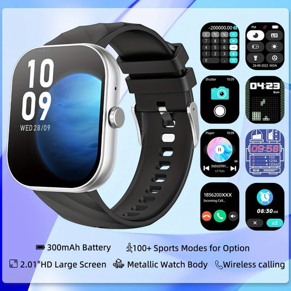 Smart Watch 1.85" for Men Women, Fitness Tracker with Call Function, Calorie Counter, Pedometer, Multi-Sport Modes, Call Alert/Reject, Compatible with iPhone Android, Christmas Gift