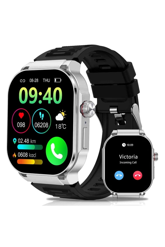 Smart Watch with 2.1" AMOLED Touch Screen, 410×502 Resolution, Dual-Mode Single Chip, 123 Sports Modes, Sleep Tracking, Activity Tracker, Message Notifications, Custom Watch Faces