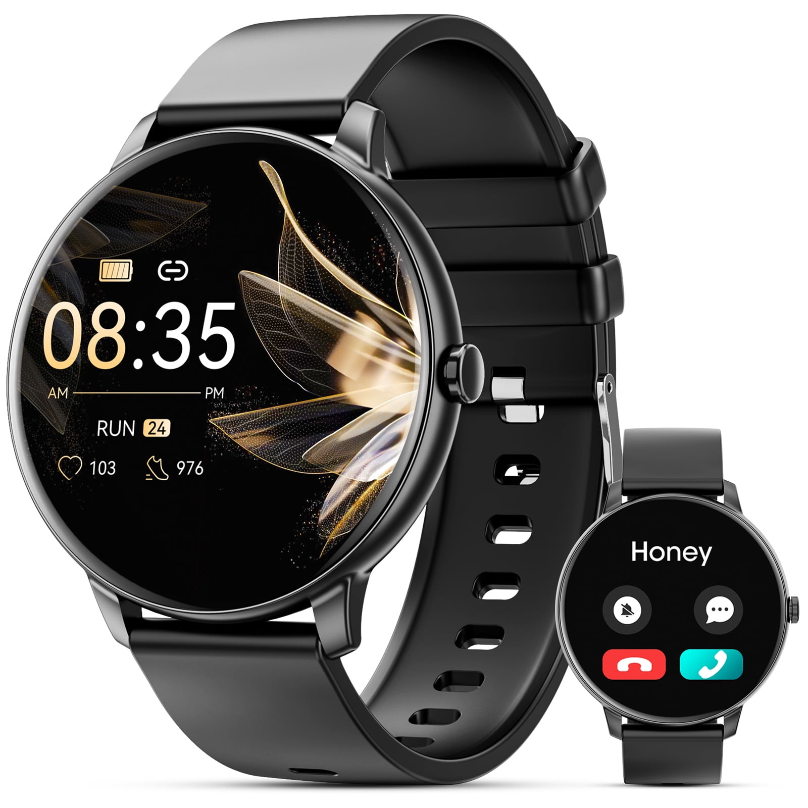 Smart Watch 2024 New Answer Make Calls 1.39 Inch Touch Screen Fitness Tracker With Voice Assistant Multiple Sports Modes Compatible With Iphone And Ios Black Walmart
