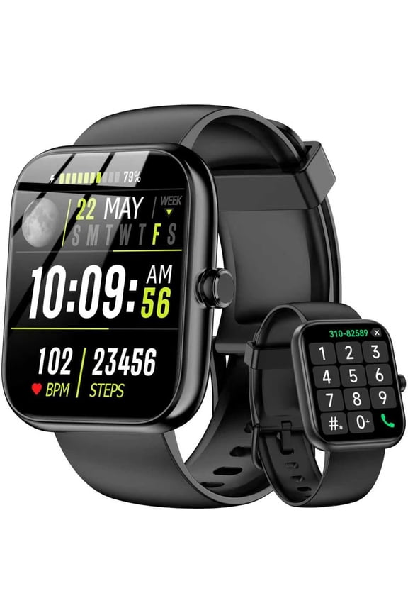 Smart Watch with Alexa Built-in, 1.83" HD Touchscreen & Fitness Tracker with Message Call Function, 120+ Sport Modes, IP68 Waterproof, 24/7 Heart Rate/Sleep Monitor, for Android iPhone (Black)