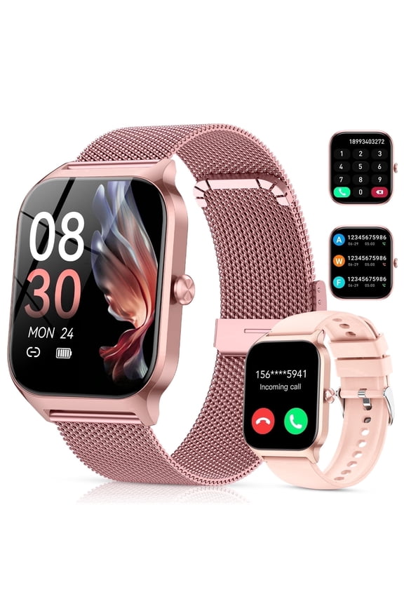 Smart Watch Fits for Android and IPhone, 1.85 inch Fitness Tracker, Men Women's Smartwatch with Answer/Make Calls/120+ Sports Modes/Message Reminder, IP68 Waterproof, for Gift Rose