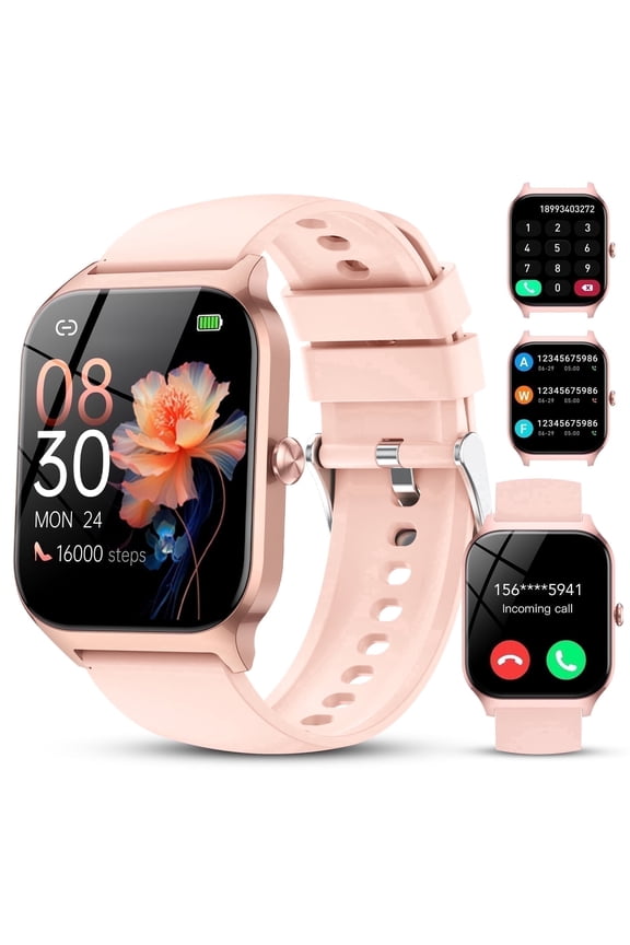 Smart Watch Fits for Android and IPhone, 1.85 inch Fitness Tracker, Men Women's Smartwatch with Answer/Make Calls/112+ Sports Modes/Message Reminder, IP68 Waterproof, for Gift Pink