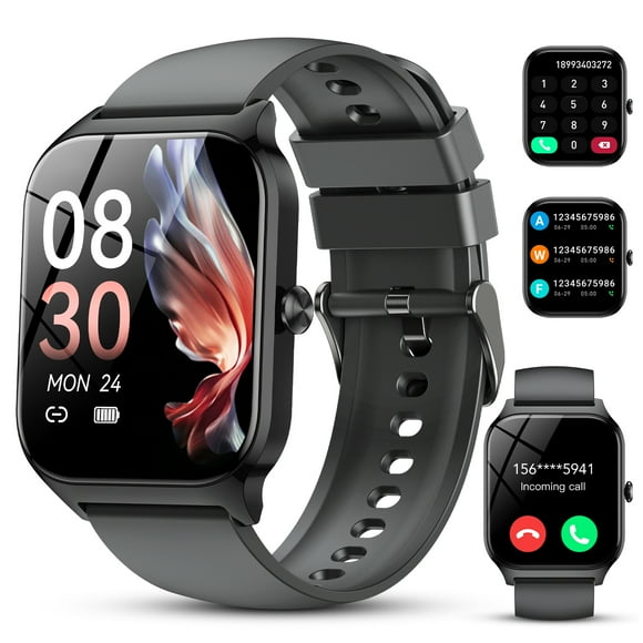 Smart Watch for Android and IPhone, 1.85 inch Fitness Tracker, Men Women's Smartwatch with Answer/Make Calls/112+ Sports Modes/Message Reminder, IP68 Waterproof, for Gift Black