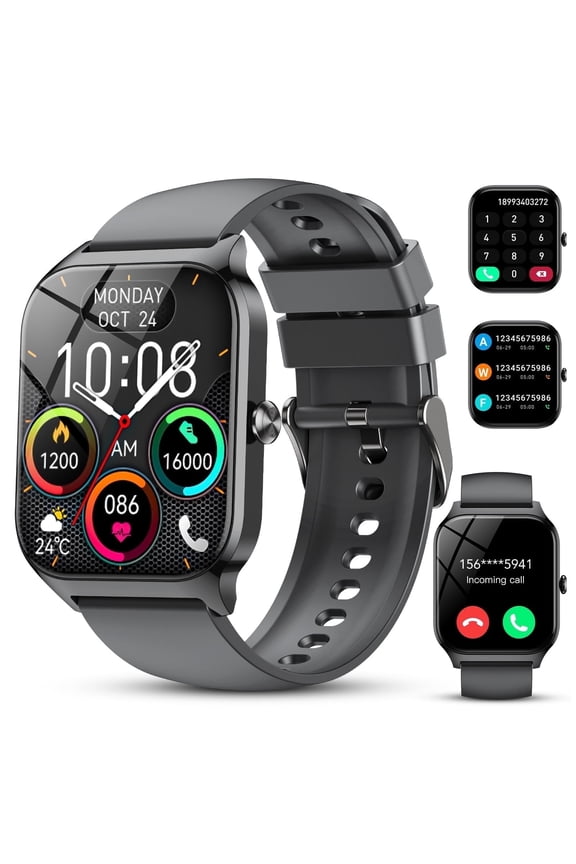 Smart Watch Fits for Android and IPhone, 1.85 inch Fitness Tracker, Men Women's Smartwatch with Answer/Make Calls/112+ Sports Modes/Message Reminder, IP68 Waterproof, for Gift Black