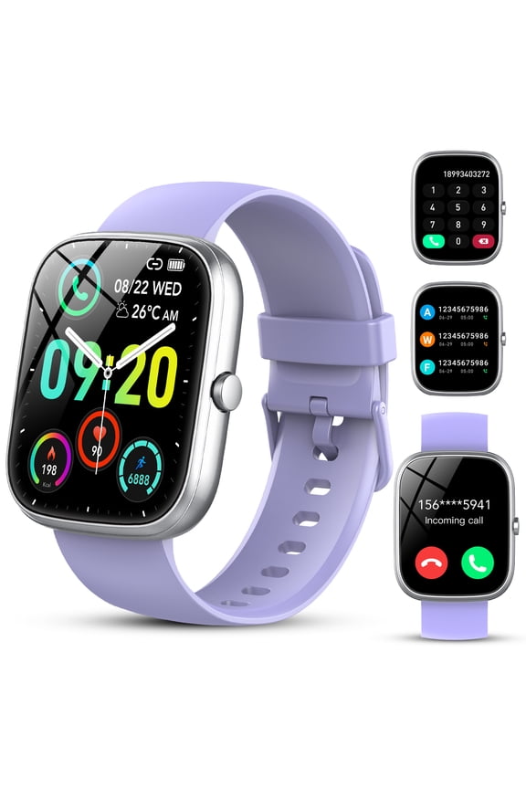 Smart Watch Fits for Android and Iphone, IP68 Waterproof Smartwatch for Women Men 100+ Sports Modes 1.91-inch Fitness Tracker, Smart Watch with Bluetooth Call(Answer/Make Calls), for Gift Purple