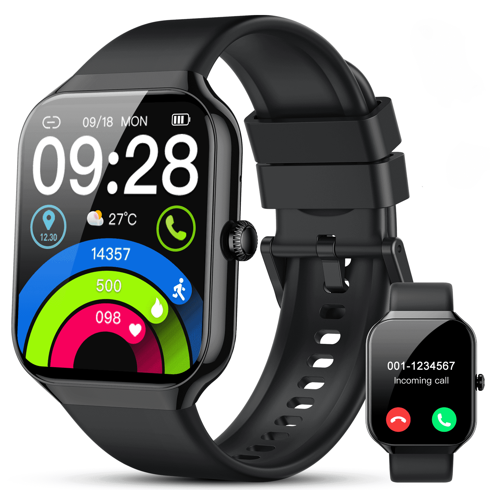 MUGO Smart Watch for Android and iPhone, 1.96" Fitness Activity Tracker with 110+ Sport Modes, IP68 Waterproof Smartwatch(Answer/Make Call/Message Reminder) for Men Women, Perfect Gift for Holidays