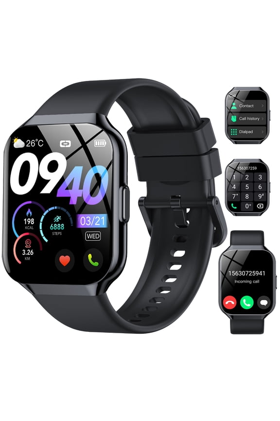 Smart Watch Fits for Android and iPhone 1.96'' Smartwatch for Men Women 110+ Sports Modes Fitness Tracker with Answer Make Calls/Message Reminder, IP68 Waterproof for Gift (Black)
