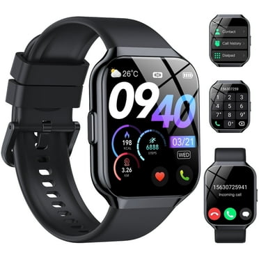 Smart Watch Fits for Android and iPhone 1.96'' Smartwatch for Men Women 110+ Sports Modes Fitness Tracker with Answer Make Calls/Message Reminder, IP68 Waterproof for Gift (Black)