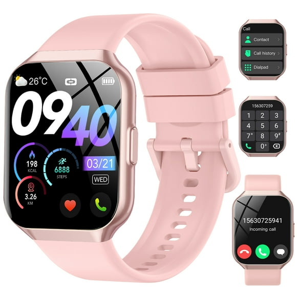 Smart Watch Fits for Android and iPhone 1.96'' Smartwatch for Men Women 110+ Sports Modes Fitness Tracker with Answer Make Calls/Message Reminder, IP68 Waterproof for Gift (Pink)