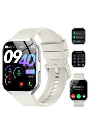 Smart Watch Fits for Android and iPhone 1.96'' Smartwatch for Men Women 110+ Sports Modes Fitness Tracker with Answer Make Calls/Message Reminder, IP68 Waterproof for Gift (White）