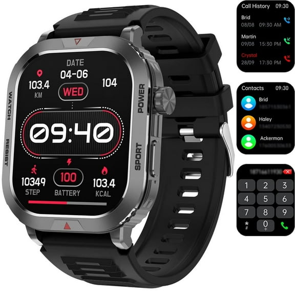 Smart Watch for Android & iPhone (Bluetooth Answer/Make Calls), 2.01 inch IP68 Waterproof Tracking Fitness, Sleep Monitor/Pedometer/Calories,Multiple Sports Modes