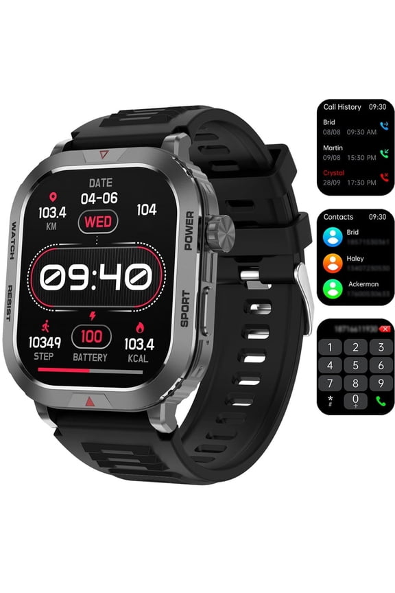 Smart Watch for Android & iPhone (Bluetooth Answer/Make Calls), 2.01 inch IP68 Waterproof Tracking Fitness, Sleep Monitor/Pedometer/Calories,Multiple Sports Modes