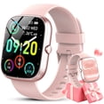 thumbnail image 1 of Smart Watch Fits for Android and iPhone, IP68 Waterproof Smartwatch for Women Men 100+ Sports Modes 1.91-inch Fitness Tracker, Smart Watch with Bluetooth Call(Answer/Make Calls), for Gift Pink, 1 of 7