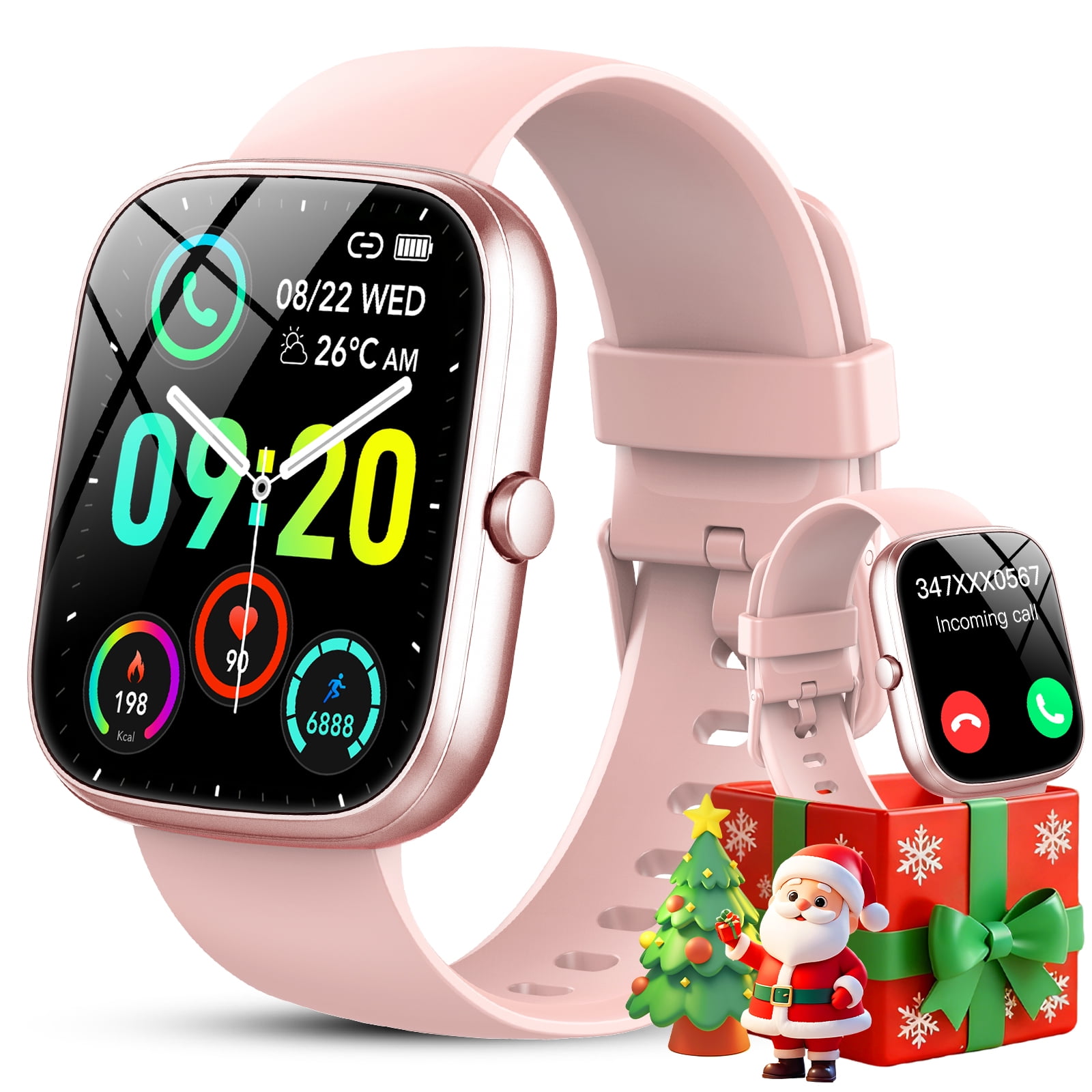 Walmart Black Friday Deals 2025 - Smart Watch for Android and iPhone, IP68 Waterproof Smartwatch for Women Men 100+ Sports Modes 1.91-inch Fitness Tracker, Smart Watch with Bluetooth Call(Answer/Make Calls), for Gift Pink