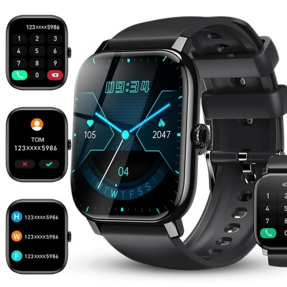 Smart Watch for Android and iPhone, IP68 Waterproof Smartwatch for Women Men 120  Sports Modes 1.85-inch Fitness Tracker, Smart Watch with Bluetooth Call(Answer/Make Calls), for Gift Black