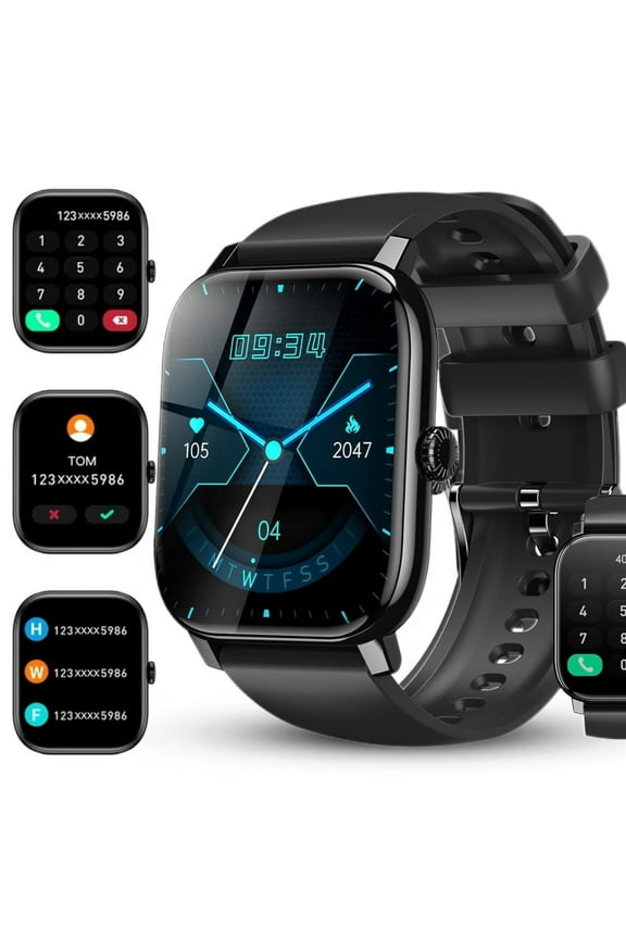 Smart Watch for Android and iPhone, IP68 Waterproof Smartwatch for Women Men 120+ Sports Modes 1.85-inch Fitness Tracker, Smart Watch with Bluetooth Call(Answer/Make Calls), for Gift Black