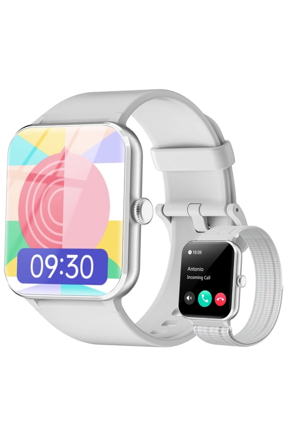 Smart Watch for Android and iPhone,IP68 Waterproof,with Bluetooth Call(Answer/Make Calls) for Women Men 1.85" HD Screen Fitness Watch with AI Voice,Grey