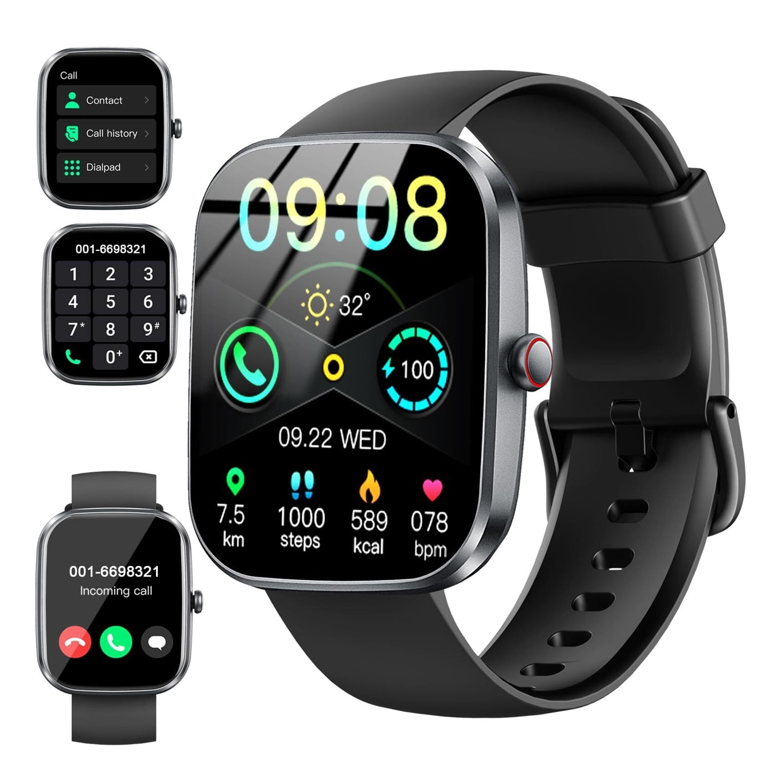 Smart Watch(Answer/Make Call), 1.91" Smartwatch for Men Women,2025 Fitness Watch with 110+ Sport Modes, Fitness Activity Tracke with Pedometer/Sleep Monitor/Heart Rate/IP68 Waterproof,for Android iOS