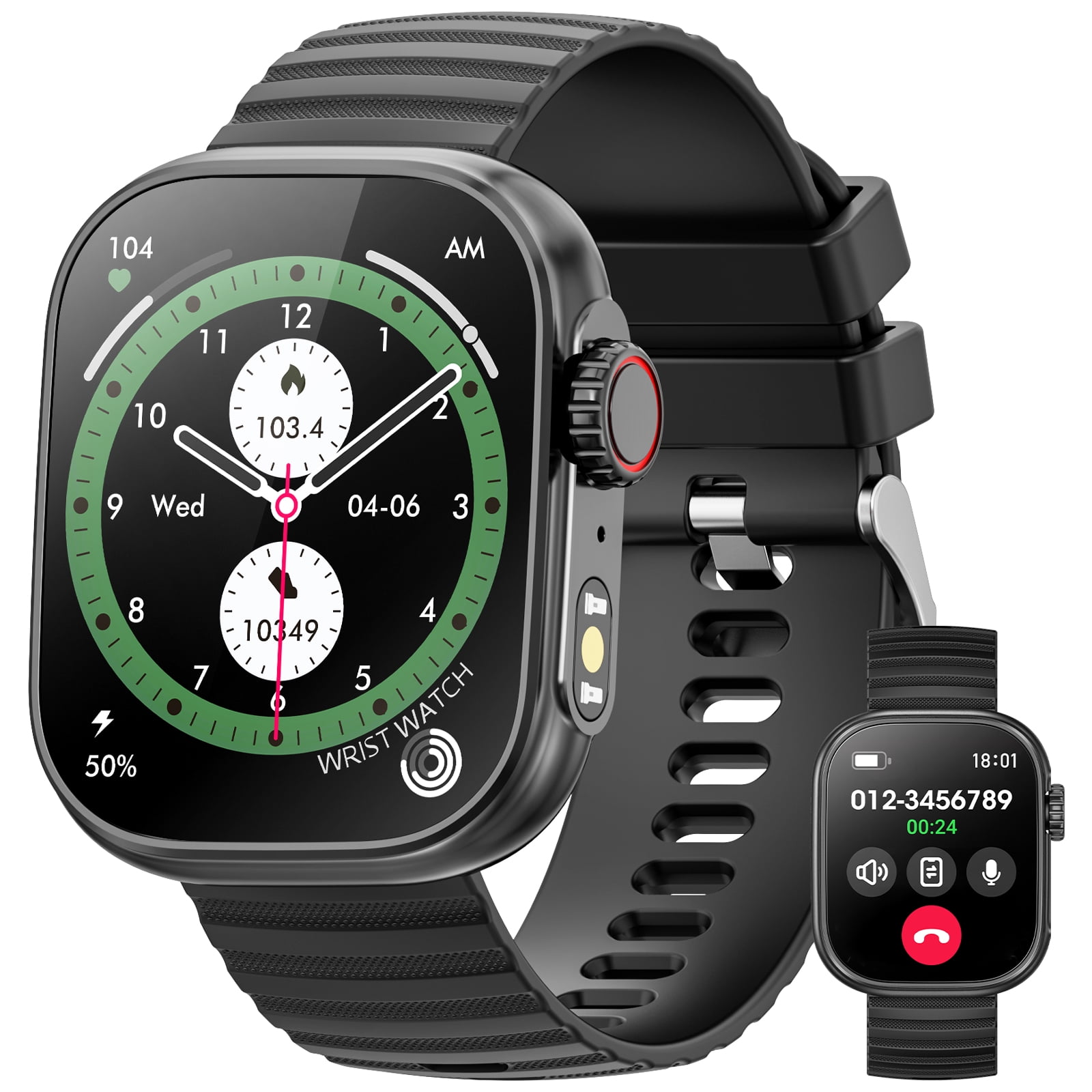 Smart Watch for Android iOS, 2.01Inch Men's Phone Watch, IP67