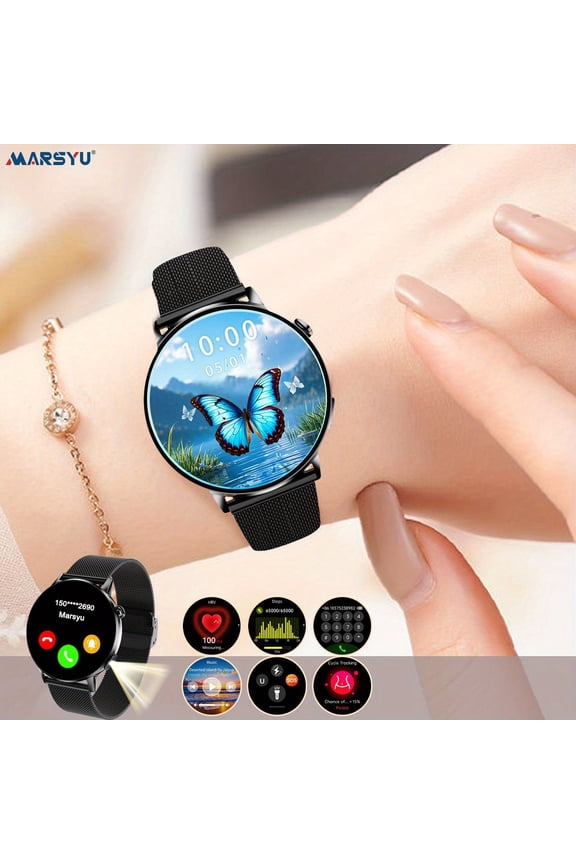 Smart Watch: BT 6.0 Calling, 220mAh Battery, Multi-Sport Modes, Music Control, Message Push, Flashlight, Fitness Tracker (iOS/Android Compatible, Men & Women, Holiday Gifts)
