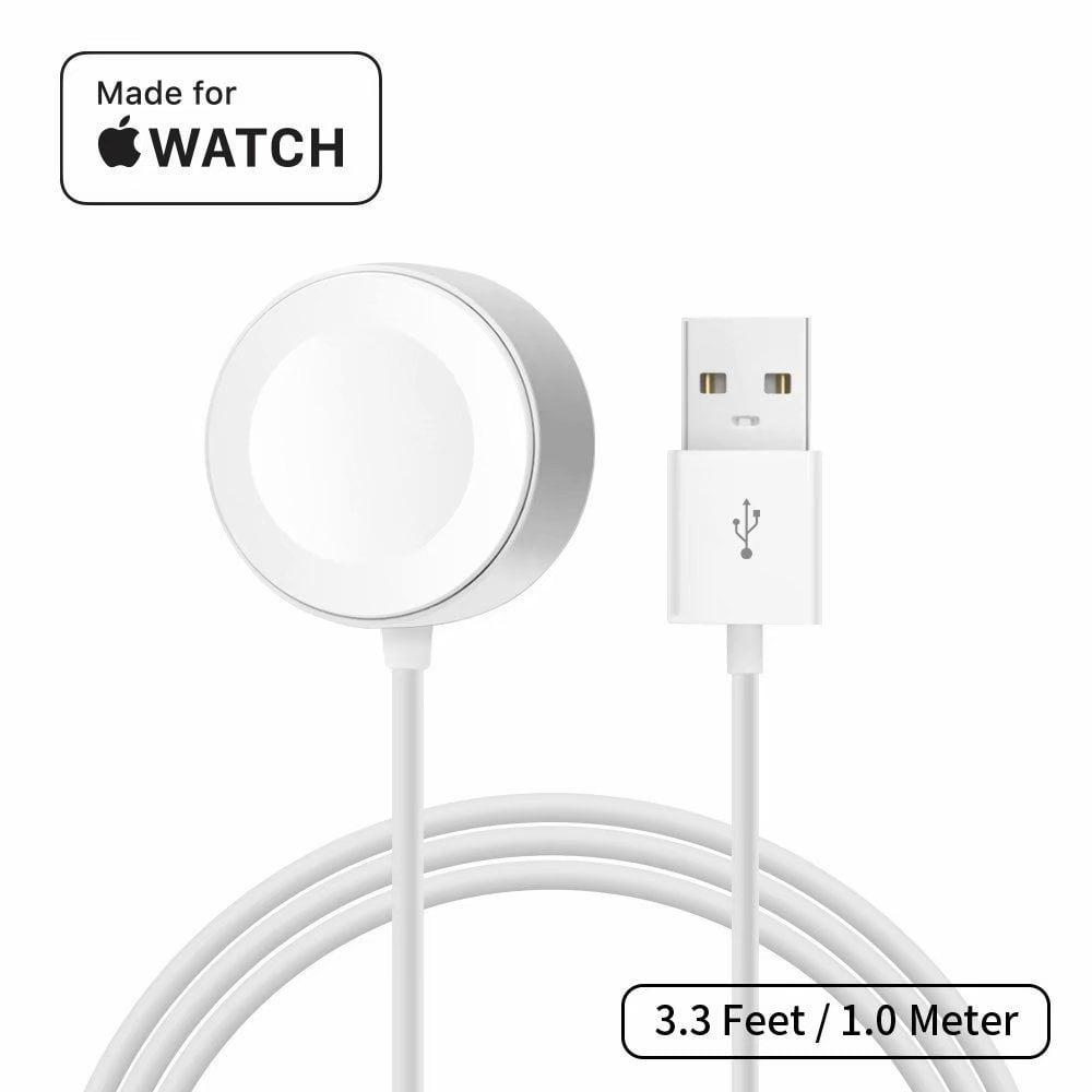 Smart Watch Charger with Magnetic Pad USB Wireless Portable Charging Cable Cord Compatible with Apple Watch Series 1 2 3 4 White