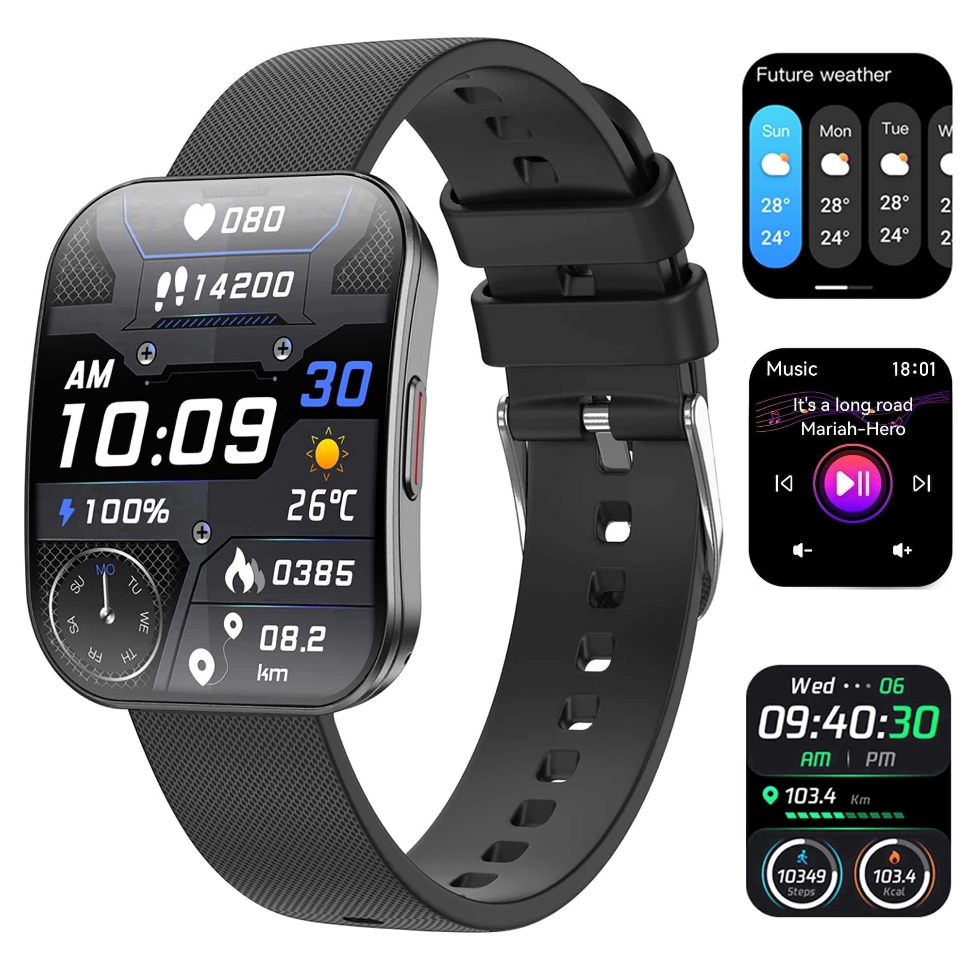 Smart Watch AMOLED Bluetooth Call(Answer/Make)150+ Sports Modes IP68 Waterproof Tracker Fitness SmartWatches Women Men for Android Ios