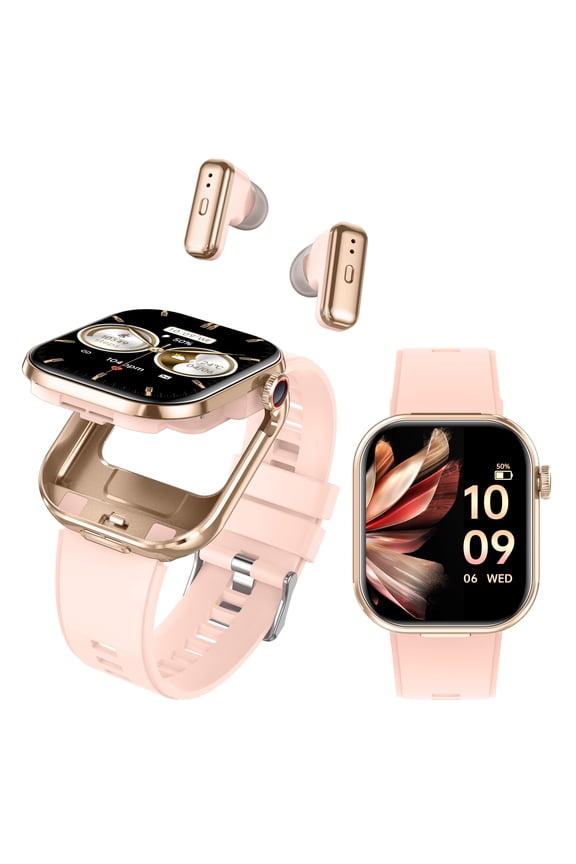 Smart Watch with Earbuds, 2.02" HD Screen,2 in 1 Smart Watches for Women, Waterproof Fitness Tracker Watch with Wireless Earphone Compatible for Android iOS with Sports Monitor Sleep
