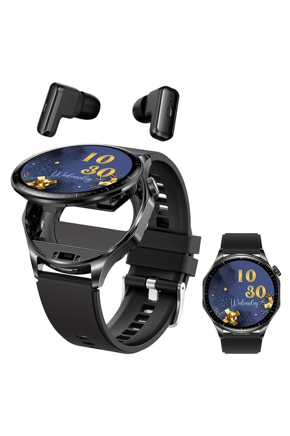 Smart Watch Earbuds 2-in-1, 1.43" AMOLED Screen, TWS Earphones, Call & Music, Sleep Calorie Monitor, IP67 Waterproof for iOS Android