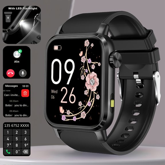 This Smart Watch Features LED Flashlight, 1.85-Inch 3D Dynamic Display, Wireless Calling, Message Notifications, 100+ Sports Modes, iOS & Android Compatible