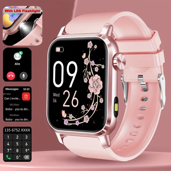 This Smart Watch Features LED Flashlight, 1.85-Inch 3D Dynamic Display, Wireless Calling, Message Notifications, 100+ Sports Modes, iOS & Android Compatible