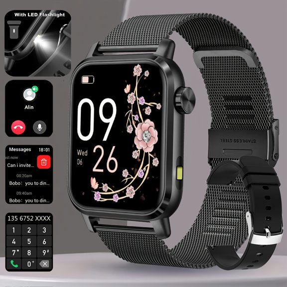 This Smart Watch Features LED Flashlight, 1.85-Inch 3D Dynamic Display, Wireless Calling, Message Notifications, 100+ Sports Modes, iOS & Android Compatible