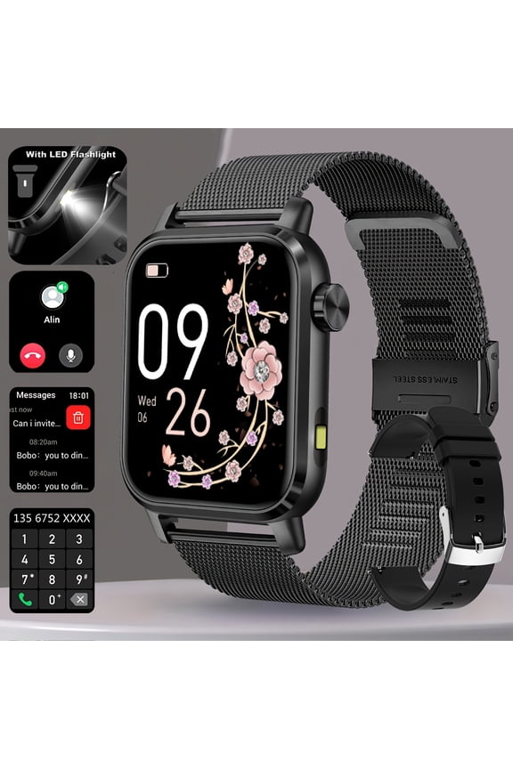 This Smart Watch Features LED Flashlight, 1.85-Inch 3D Dynamic Display, Wireless Calling, Message Notifications, 100+ Sports Modes, iOS & Android Compatible