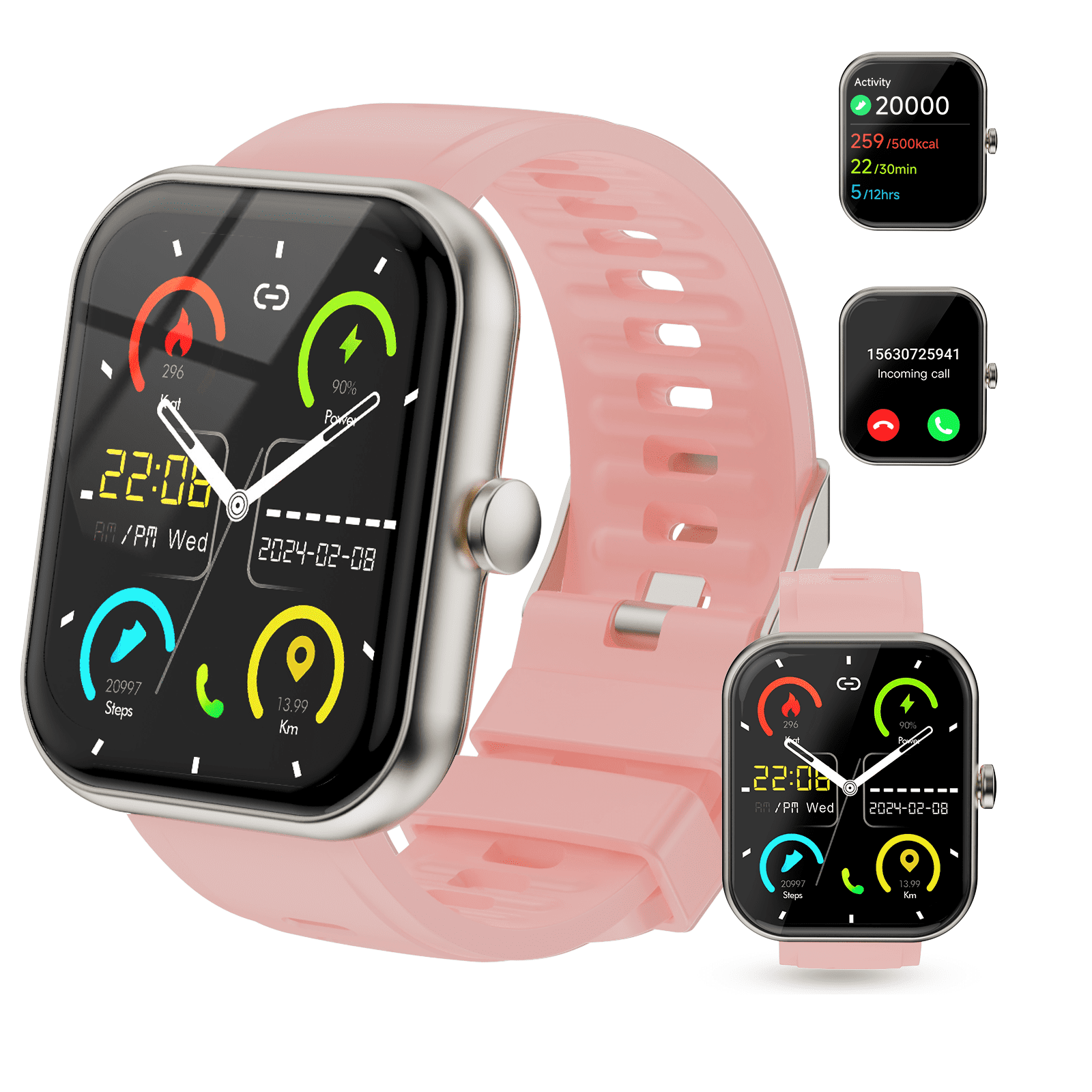 Smart Watch for Men Women Fitness,1.96" HD Touch Screen Fitness Tracker with Bluetooth Call Answer/Dial,Fitness Watch with 100+ Sports Modes,Pedometer,Calorie Counter,IP68 Waterproof Smartwatch Compa