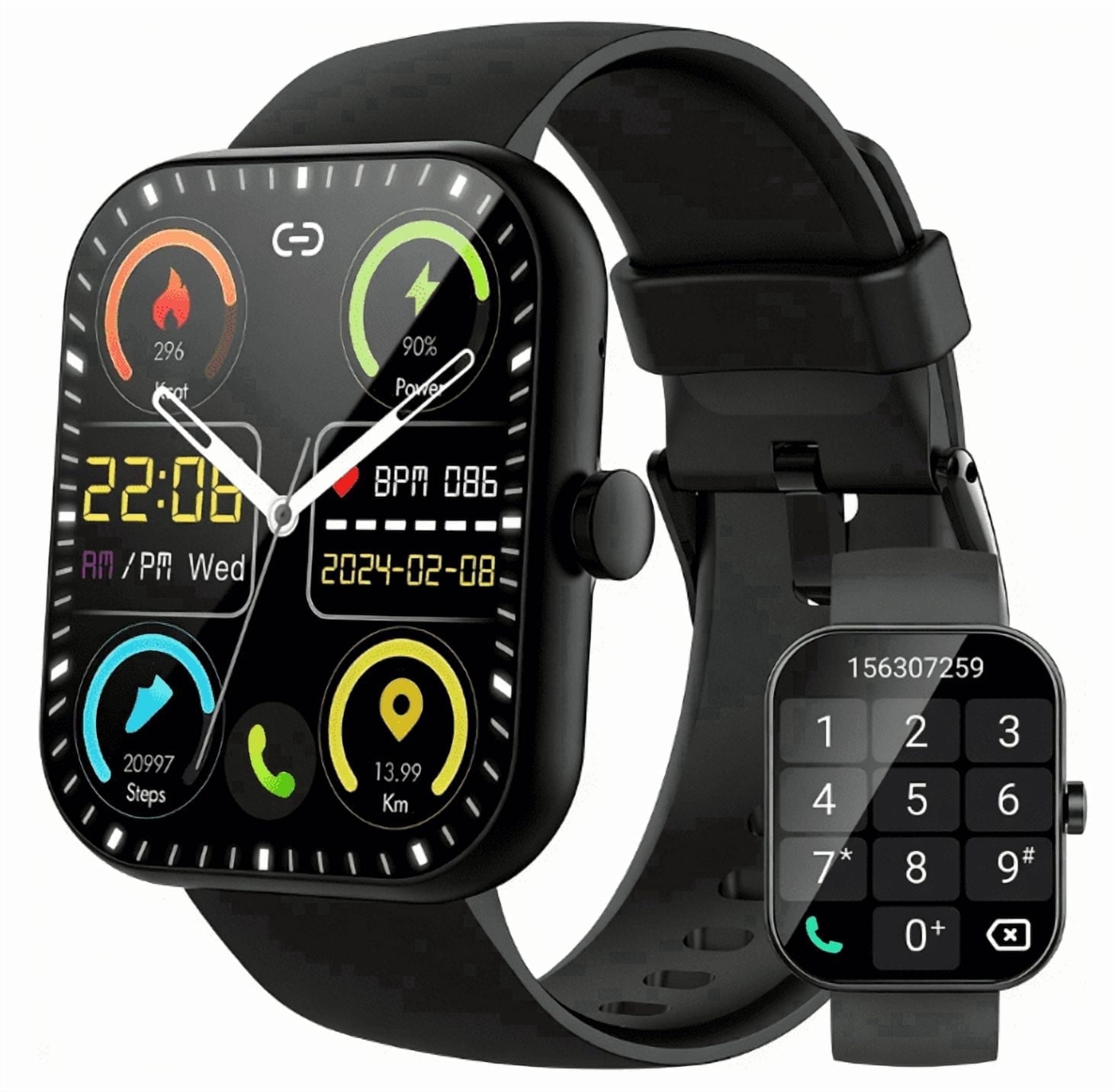 Smart Watch for Men Women Fitness,1.96" HD Touch Screen Fitness Tracker with Bluetooth Call Answer/Dial,Fitness Watch with 100+ Sports Modes,Pedometer,Calorie Counter,IP68 Waterproof Smartwatch Compa
