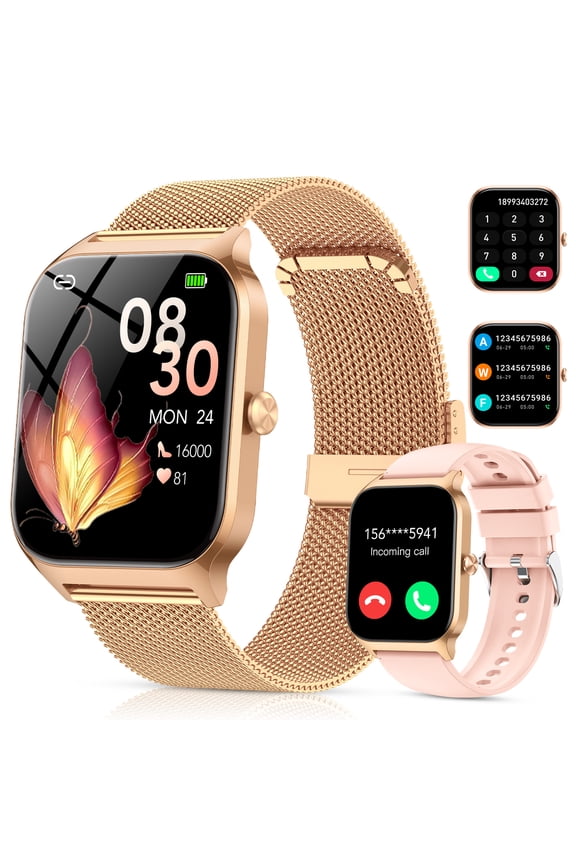 Smart Watch Fits for Android and IPhone, 1.85 inch Fitness Tracker, Women's Smartwatch with Answer/Make Calls/120+ Sports Modes/Message Reminder, IP68 Waterproof, for Gift Rose Gold