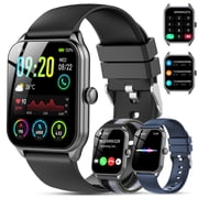 IKT Smart Watch Fits for Android and IPhone 3 Band, Smartwatch for Men Women with AI Voice, 1.83"HD Fitness Tracker Watch, Bluetooth Calls/Messages, 120 Sports Mode, IP68 Waterproof, for Gift Black