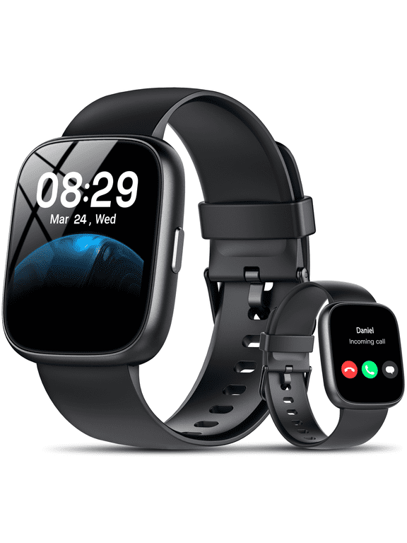 Smart Watch Fits for Android and IPhone, Smartwatch for Women Men with Alexa Built-in, 1.83" HD Touchscreen Fitness Tracker 120 Plus Sports Mode, Smart Watch with Bluetooth Call, IP68, for Gift Black
