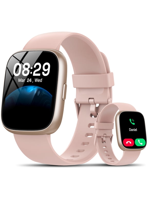 Smart Watch Fits for Android and IPhone, Smartwatch for Women Men with Alexa Built-in, 1.83" HD Touchscreen Fitness Tracker 120 plus Sports Mode, Smart Watch with Bluetooth Call, IP68, for Gift Pink